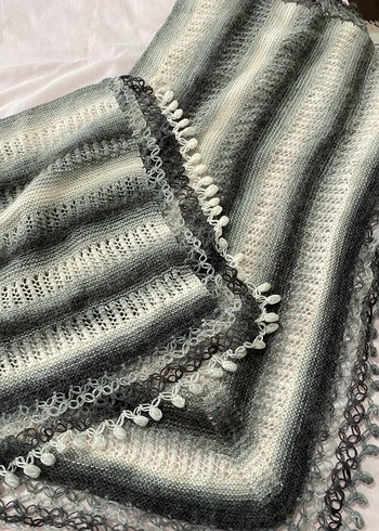 Gri Örgü Kadın Şal - Görsel 2