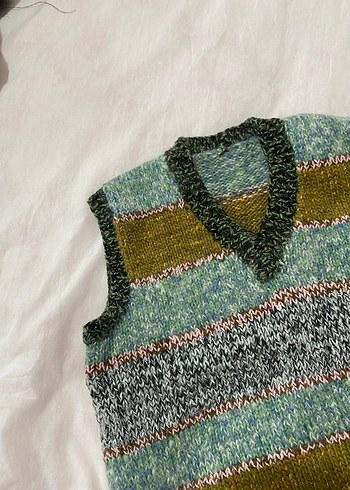 Kadın Çok Renkli V Yaka Triko Süveter - Görsel 2