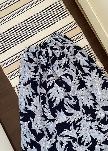 s Beden Mavi Batik Desenli uzun Etek