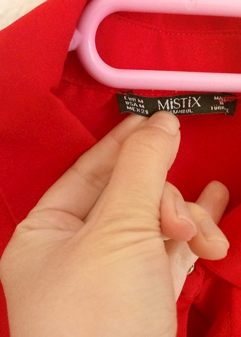 Kırmızı Düğmeli şifon Gömlek - Görsel 2