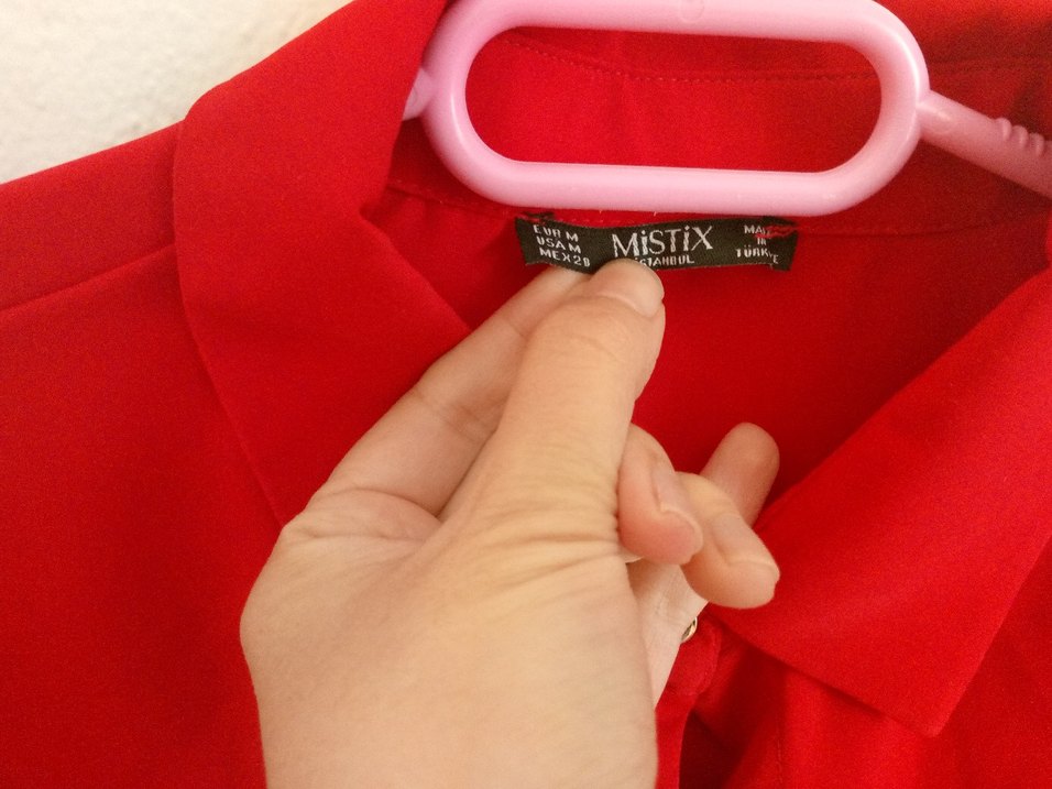 Kırmızı Düğmeli şifon Gömlek - Görsel 2