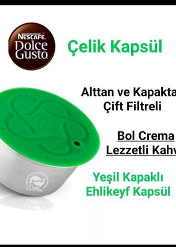 Dolce Gusto Yeşil Kapaklı Çift Filtreli Çelik Kapsül