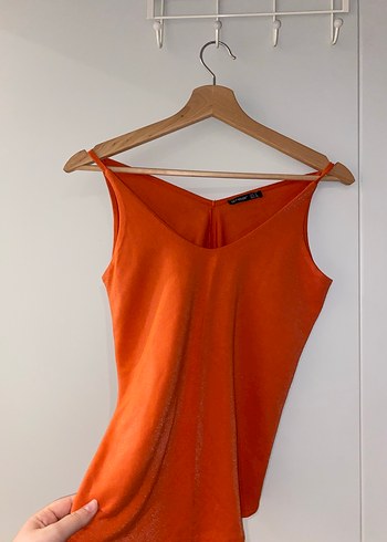 Turuncu Süet V Yakalı Kadın Bluz - Görsel 2