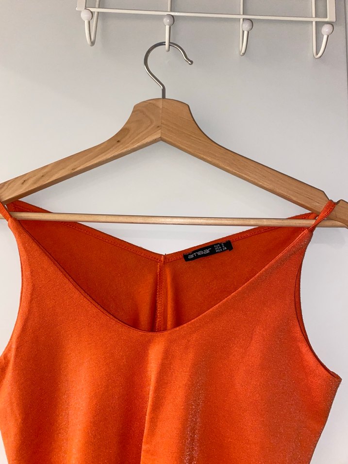 Turuncu Süet V Yakalı Kadın Bluz - Görsel 3