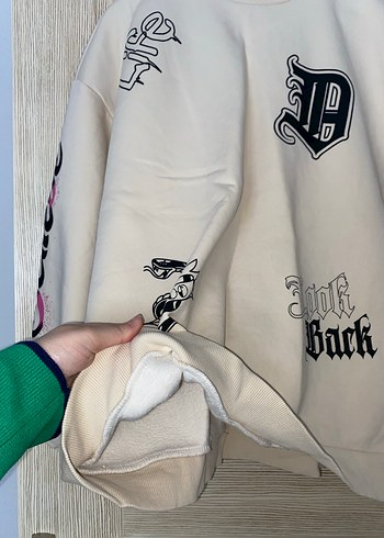 Beyaz Baskılı Oversize Sweatshirt - Görsel 2