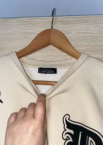 Beyaz Baskılı Oversize Sweatshirt - Görsel 5