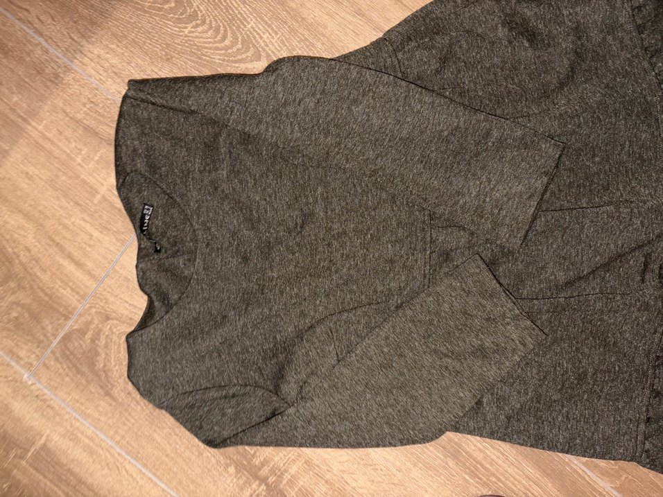 V Yaka Uzun Kollu Kahverengi Triko Elbise - Görsel 2