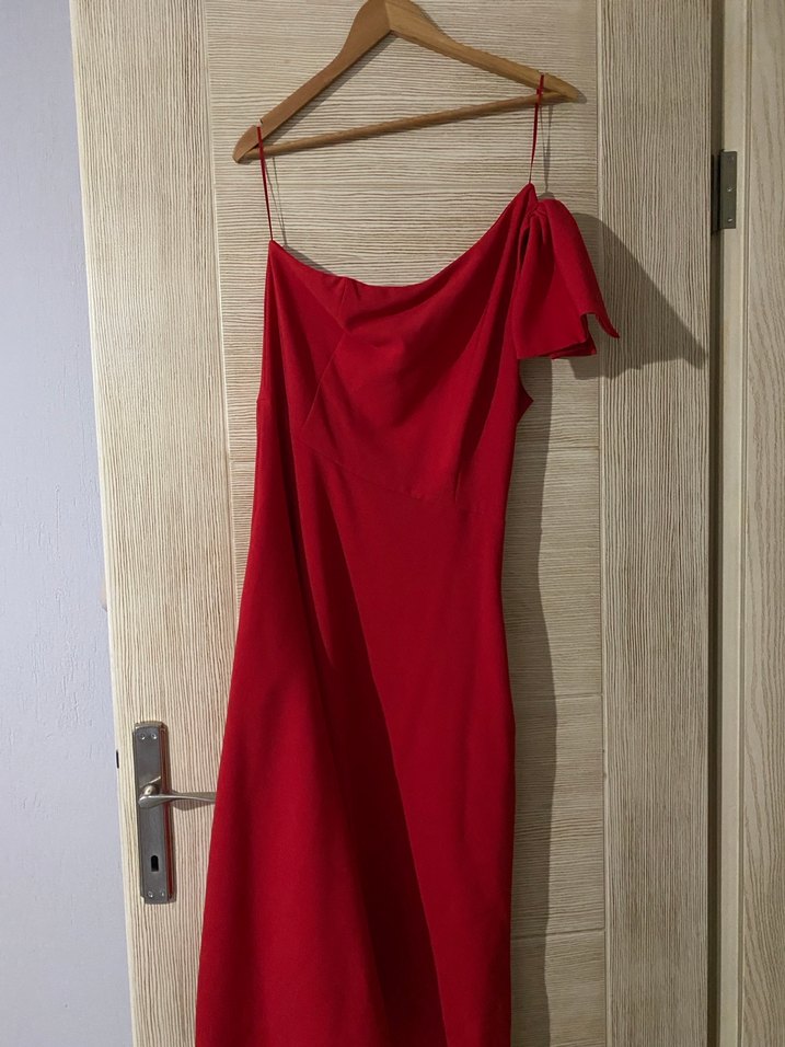 Kadın Uzun Kırmızı elbise - Görsel 5