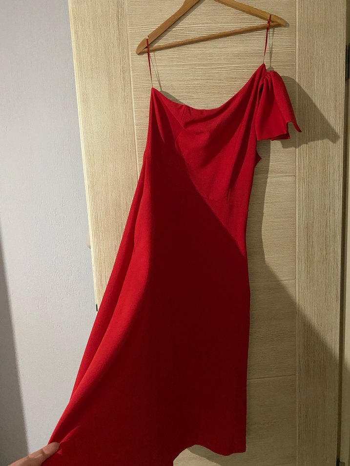Kadın Uzun Kırmızı elbise - Görsel 3