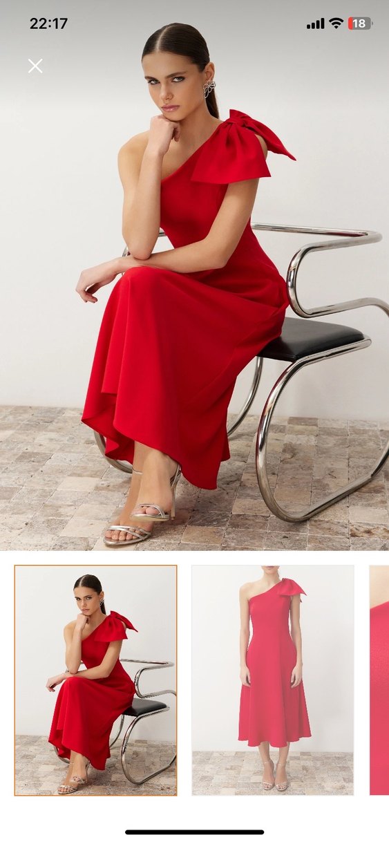 Kadın Uzun Kırmızı elbise - Görsel 2