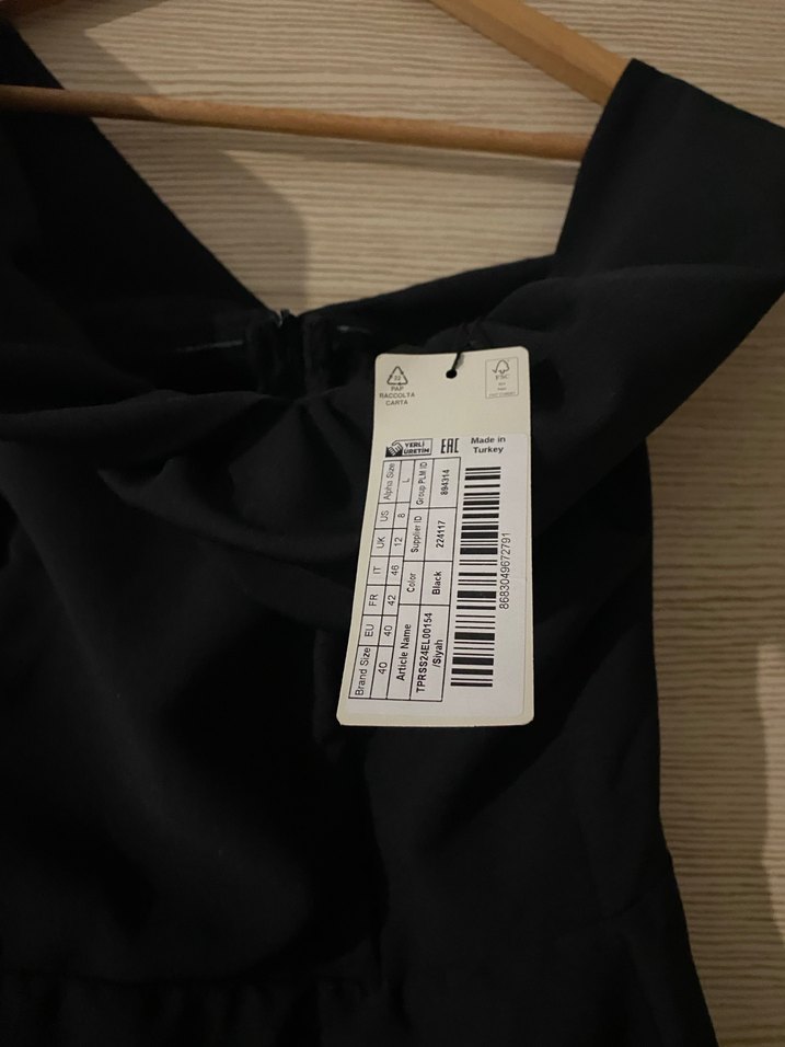 Siyah Straplez Midi Drapeli Elbise - Görsel 5