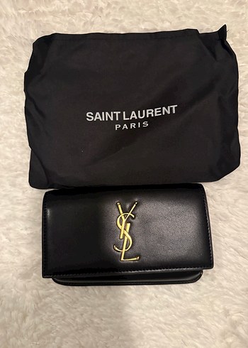 Saint Laurent Parlak Altın Tokalı Deri Çanta