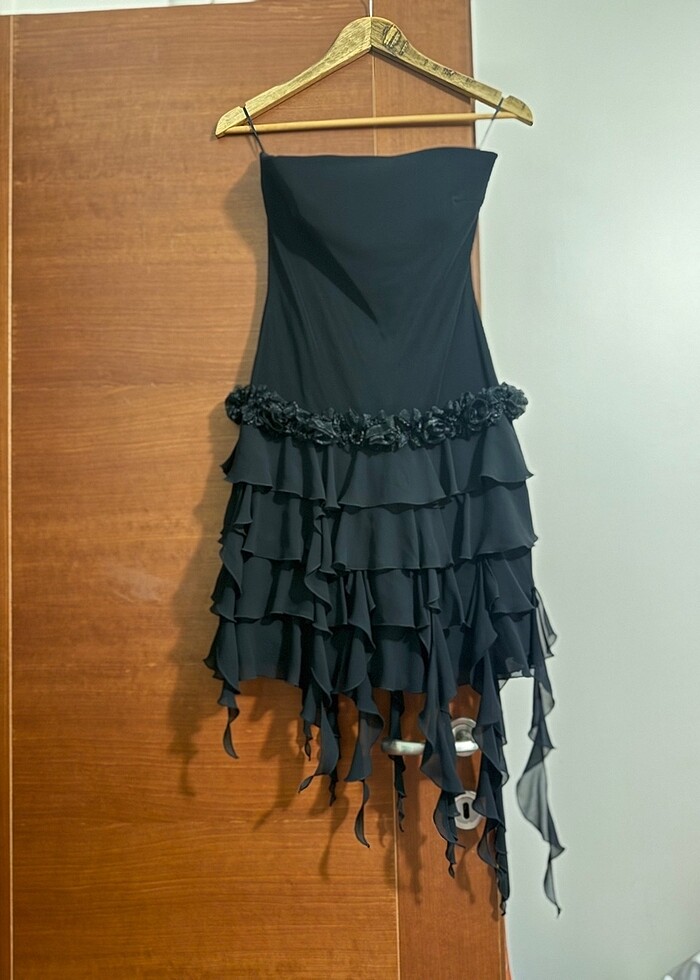 Siyah straplez abiye - Görsel 4