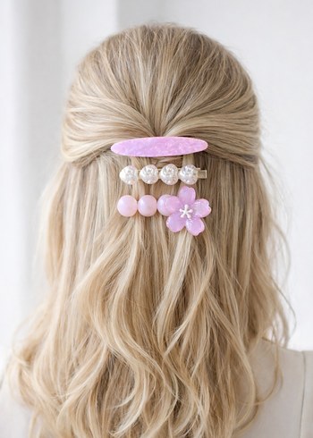 Pembe Boncuklu Bohem 4lü Saç Tokası Seti - Görsel 7