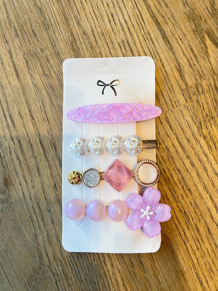 Pembe Boncuklu Bohem 4lü Saç Tokası Seti - Görsel 3