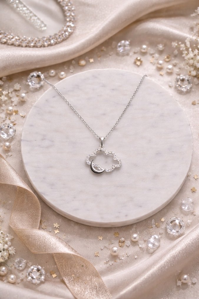 925 ayar bulut- Hilal kolye - Görsel 2