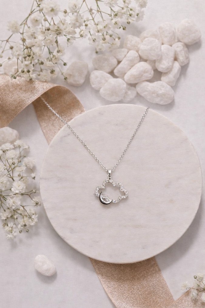 925 ayar bulut- Hilal kolye - Görsel 3