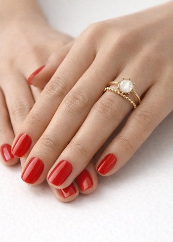 İnci Detaylı Altın Renkli Kadın Yüzük - Görsel 3