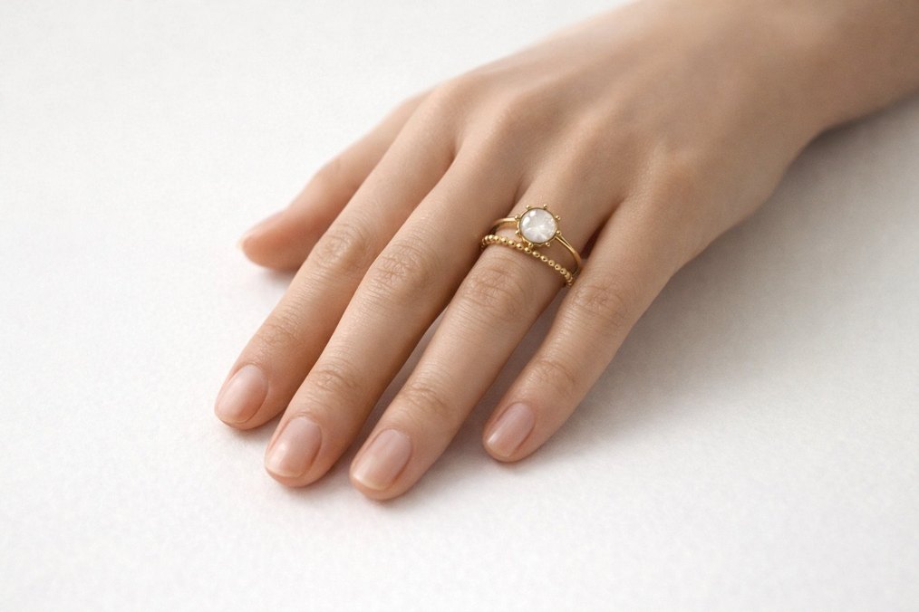 İnci Detaylı Altın Renkli Kadın Yüzük - Görsel 2