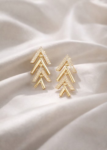 Altın Renkli Sallantılı Küpe - Görsel 5