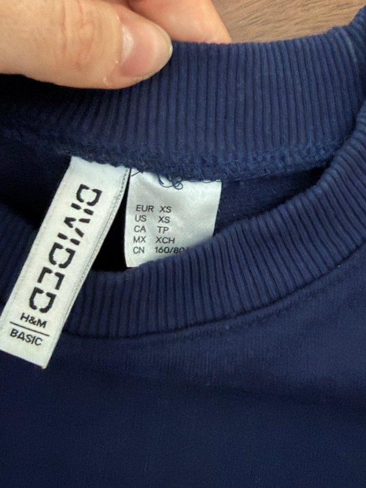 H&M Lacivert Kadın Sweatshirt, Bisiklet Yaka crop - Görsel 4