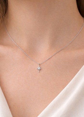 925 Ayar Gümüş Kuzey Yıldızı Kolye - Görsel 2