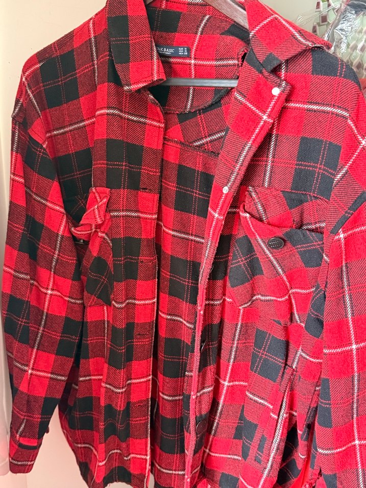 Kırmızı Kareli Düğmeli Kadın Gömlek - Görsel 2