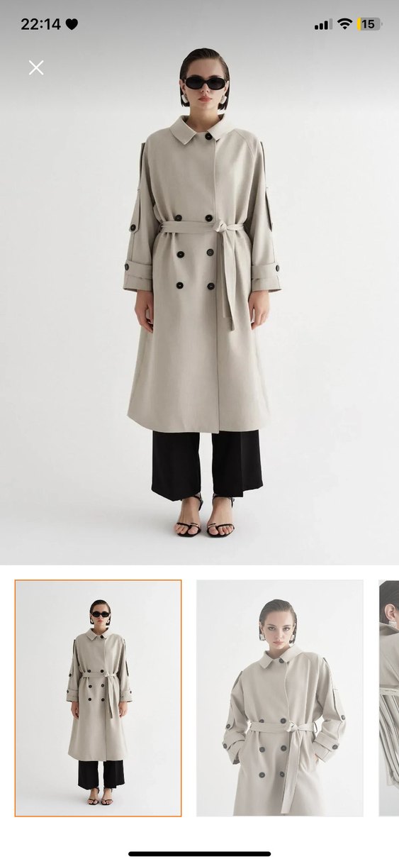 Bej Kuşaklı Kadın Trençkot - Görsel 2