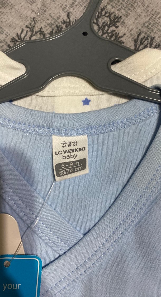 Uzun Kollu Mavi Desenli Bebek Body - Görsel 3