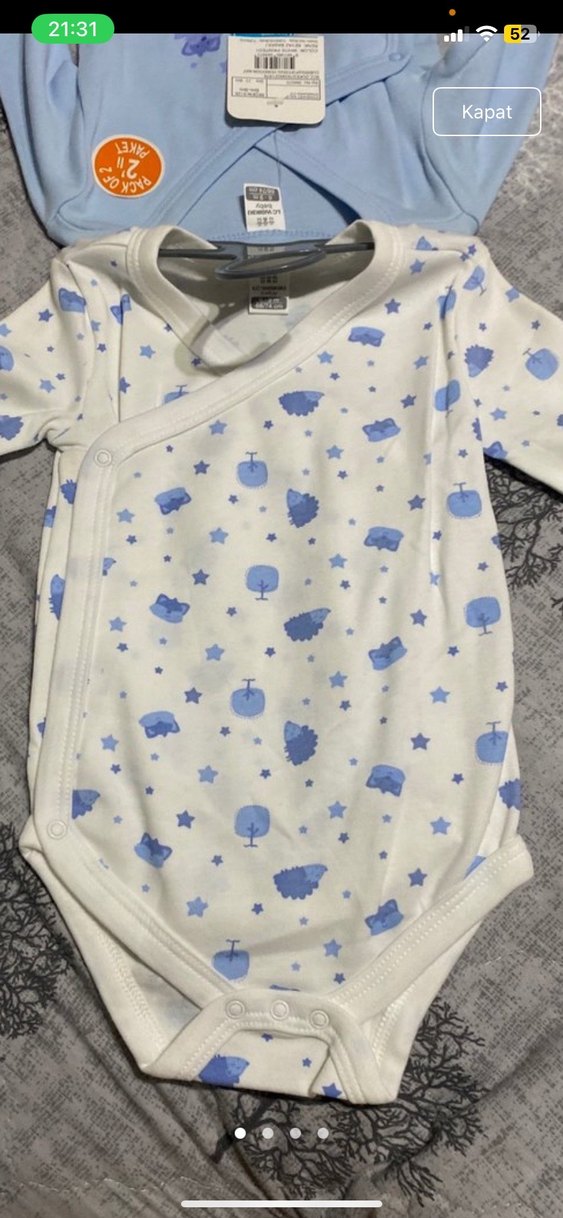 Uzun Kollu Mavi Desenli Bebek Body - Görsel 4