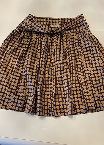 Puantiye Desenli Kahverengi Mini  Etek - Görsel 2