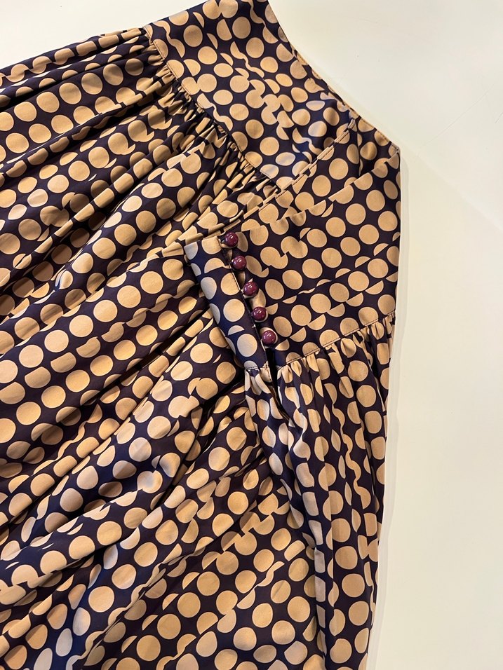 Puantiye Desenli Kahverengi Mini  Etek - Görsel 3