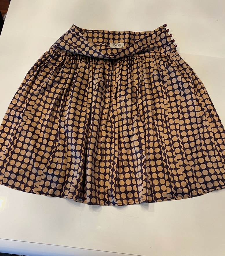 Puantiye Desenli Kahverengi Mini  Etek - Görsel 2