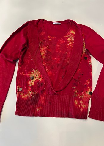 Batık desenli boncuklu kazak - Görsel 2