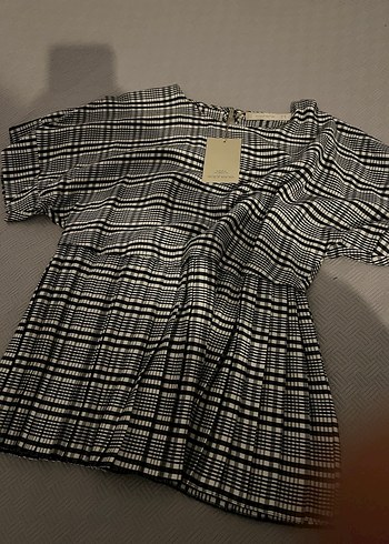 Gri Kareli Keten Kadın Bluz - Görsel 2