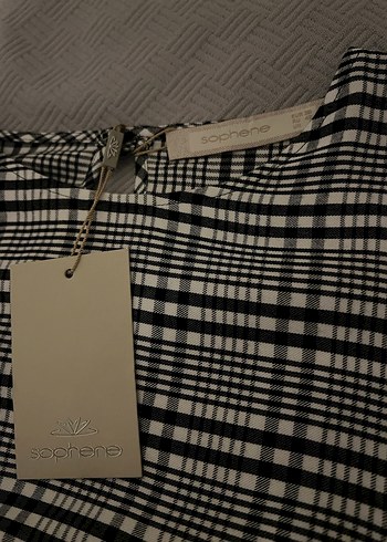 Gri Kareli Keten Kadın Bluz - Görsel 3