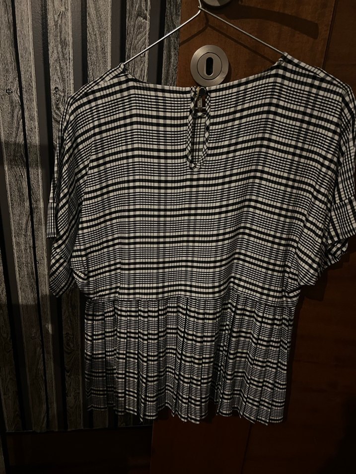 Gri Kareli Keten Kadın Bluz - Görsel 4