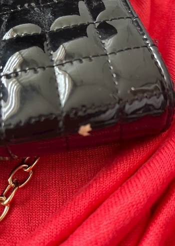 Siyah Kare Desenli Deri Kadın Portföy Çanta - Görsel 3