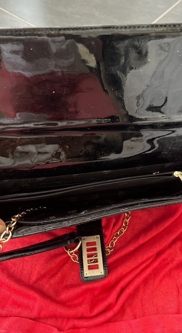 Siyah Kare Desenli Deri Kadın Portföy Çanta - Görsel 2