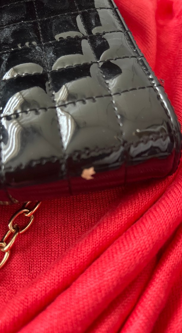 Siyah Kare Desenli Deri Kadın Portföy Çanta - Görsel 3