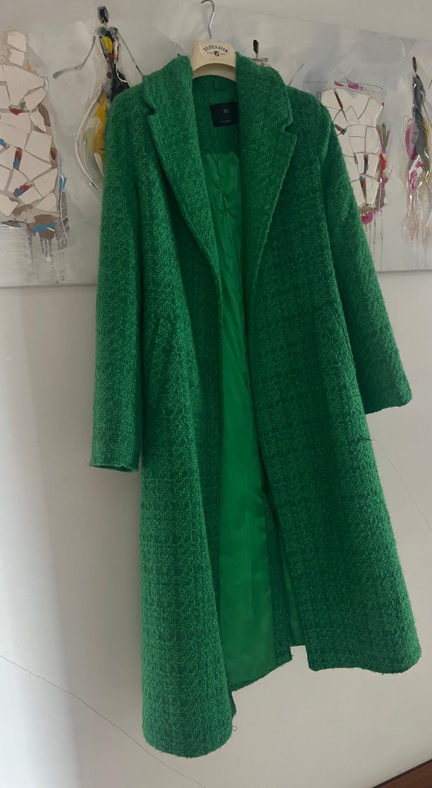 Yırtmaçlı Yeşil Uzun  Kaban - Görsel 3