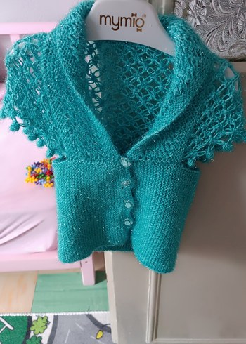 Kız Çocuk Turkuaz Triko Bolero - Görsel 8