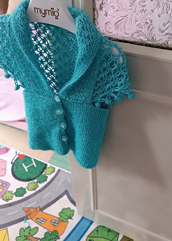 Kız Çocuk Turkuaz Triko Bolero - Görsel 3