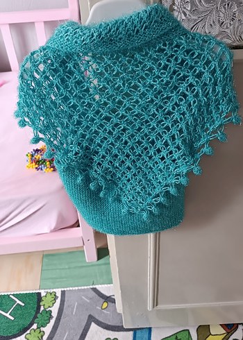 Kız Çocuk Turkuaz Triko Bolero - Görsel 6