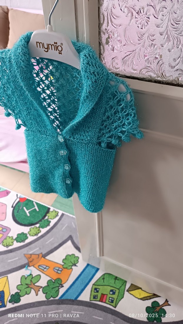 Kız Çocuk Turkuaz Triko Bolero - Görsel 3