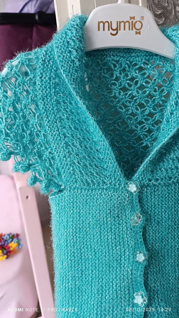 Kız Çocuk Turkuaz Triko Bolero - Görsel 2