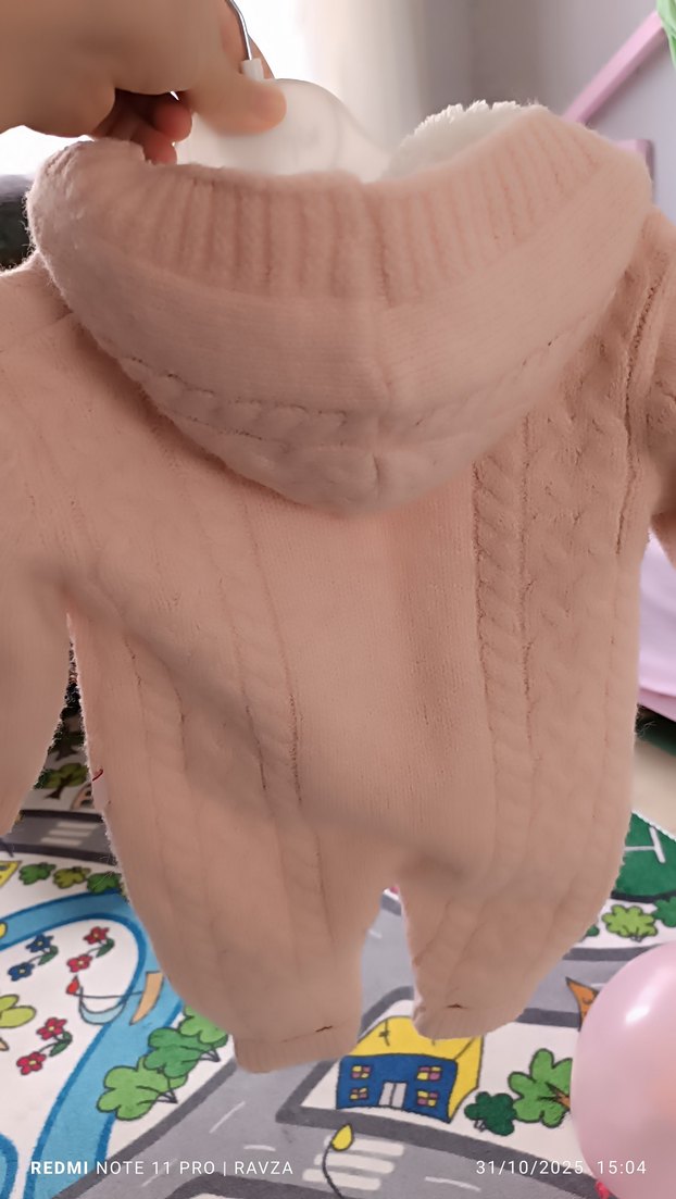 Düğmeli Pembe Bebek Tulumu - Görsel 3