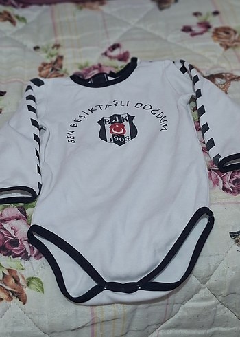 Uzun Kollu Beşiktaş Baskılı Beyaz Bebek Body - Görsel 2