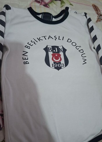 Uzun Kollu Beşiktaş Baskılı Beyaz Bebek Body - Görsel 5