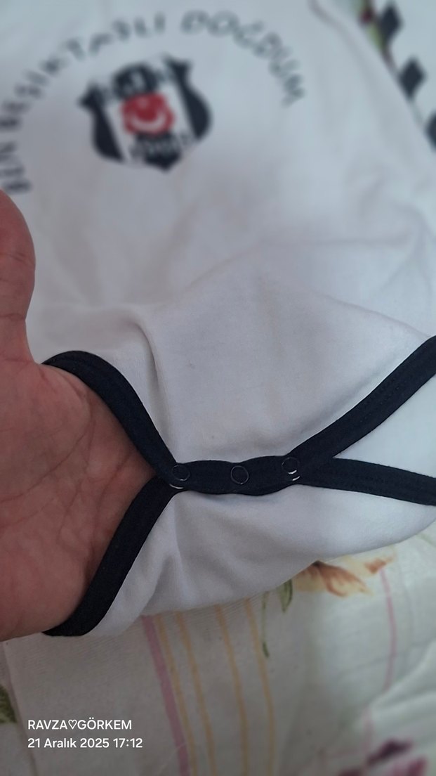 Uzun Kollu Beşiktaş Baskılı Beyaz Bebek Body - Görsel 4